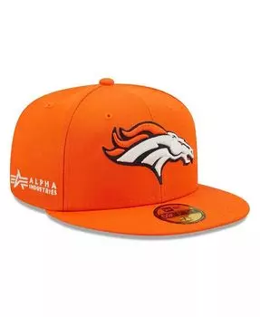 Мужская приталенная шляпа x Alpha Industries Orange Denver Broncos Alpha 59FIFTY New Era, оранжевый