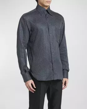 Мужская приталенная спортивная рубашка в горошек TOM FORD