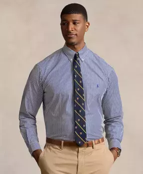 Мужская просторная поплиновая рубашка Big & Tall Poplin Sport Shirt Polo Ralph Lauren, синий