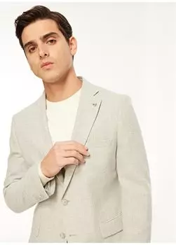 Мужская прямая куртка базового серого меланжевого цвета F3WM-CKT175 Fabrika, серый