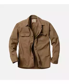 Мужская пуговичная рубашка-овершот Stone Wash в рубчик Thorogood, коричневый/бежевый