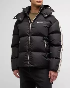 Мужская пуховая куртка с капюшоном Palm Angels, цвет Black White