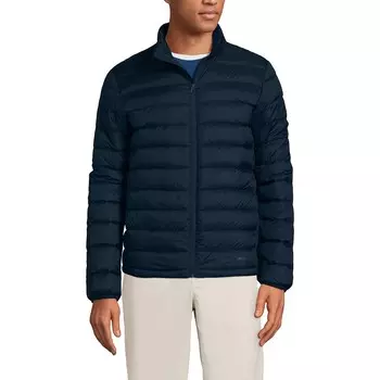 Мужская пуховая куртка с воротником-стойкой Lands End Wanderweight Lands' End, цвет Radiant Navy