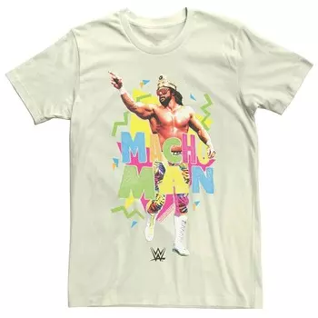 Мужская яркая футболка с плакатом для вечеринки WWE Macho Man Licensed Character, цвет Natural