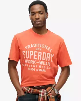 Мужская рабочая футболка Machined Goods с принтом Superdry, оранжевый