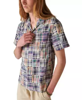 Мужская рабочая рубашка с коротким рукавом в стиле пэчворк Lucky Brand, мультиколор