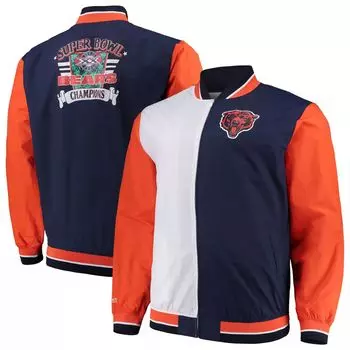 Мужская разминочная куртка Mitchell & Ness темно-синего/белого цвета Chicago Bears Big & Tall Team History 2.0
