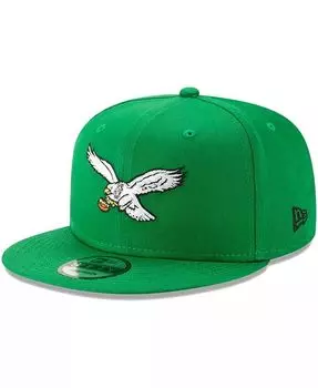 Мужская регулируемая бейсболка Kelly Green Philadelphia Eagles Throwback 9Fifty New Era, зеленый