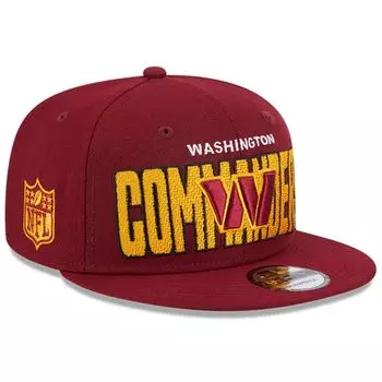 Мужская регулируемая бейсболка New Era бордового цвета Washington Commanders 2023 NFL Draft 9FIFTY Snapback