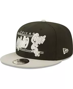 Мужская регулируемая бейсболка Snapback черного и серого цвета Chicago White Sox Team Script 9FIFTY New Era
