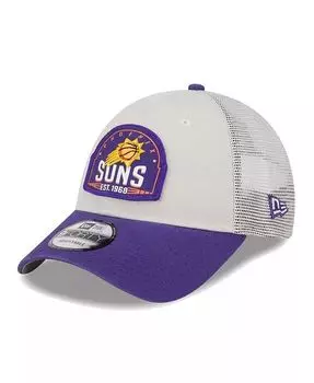 Мужская регулируемая кепка цвета хаки/фиолетового цвета Phoenix Suns Throwback Trucker 9Forty New Era, коричневый