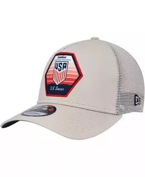 Мужская регулируемая кепка цвета хаки с нашивкой USMNT 9FORTY A-Frame Trucker New Era, бежевый