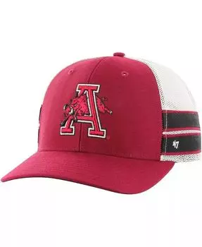 Мужская регулируемая кепка-дальнобойщик Cardinal Arkansas Razorbacks Straight Eight Distressed Arkansas Razorbacks '47 Brand, красный