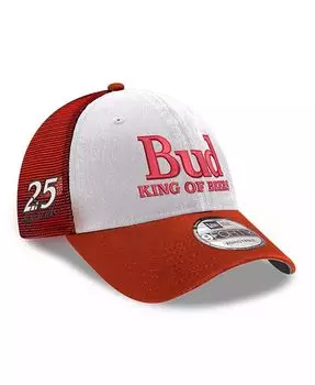 Мужская регулируемая кепка дальнобойщика Hendrick Motorsports Budweiser 9FORTY белого, алого цвета New Era, красный