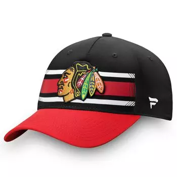 Мужская регулируемая кепка Fanatics черного/красного цвета с логотипом Chicago Blackhawks Iconic Alpha