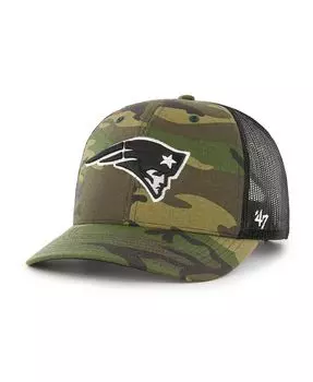 Мужская регулируемая кепка New England Patriots Trucker черного цвета с камуфляжным принтом '47 Brand