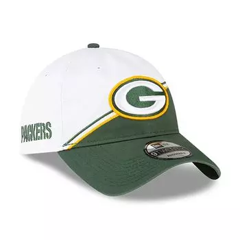 Мужская регулируемая кепка New Era бело-зеленая Green Bay Packers 2023 Sideline 9TWENTY