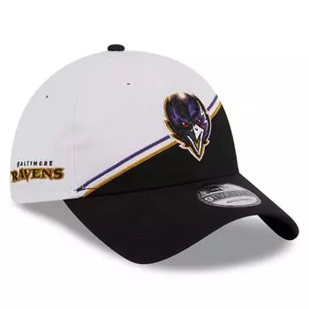 Мужская регулируемая кепка New Era белого/черного цвета Baltimore Ravens 2023 Sideline 9TWENTY
