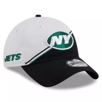 Мужская регулируемая кепка New Era белого/черного цвета New York Jets 2023 Sideline 9TWENTY
