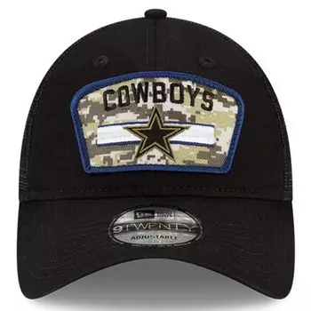 Мужская регулируемая кепка New Era Black Dallas Cowboys 2021 Salute To Service Trucker 9TWENTY
