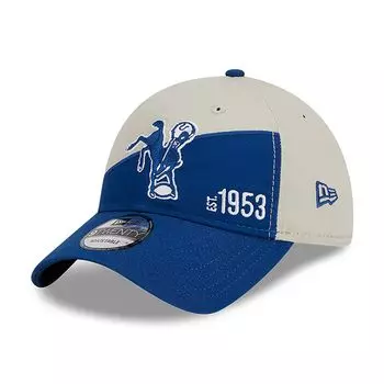 Мужская регулируемая кепка New Era Cream/Royal Indianapolis Colts 2023 Sideline Historic 9TWENTY
