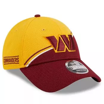 Мужская регулируемая кепка New Era Gold/Burgundy Washington Commanders 2023 Sideline 9FORTY
