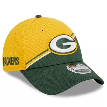 Мужская регулируемая кепка New Era Gold/Green Green Bay Packers 2023 Sideline 9FORTY