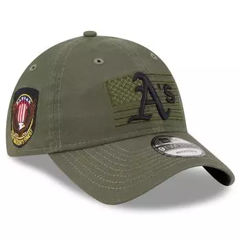 Мужская регулируемая кепка New Era Green Oakland Athletics ко Дню вооруженных сил 2023 9TWENTY