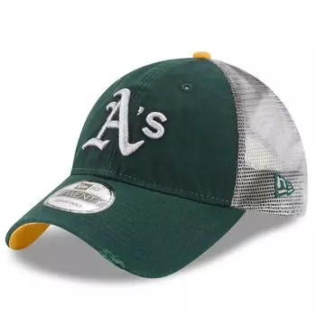 Мужская регулируемая кепка New Era Green Oakland Athletics Team Rustic 9TWENTY