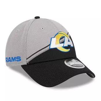 Мужская регулируемая кепка New Era Grey/Black Los Angeles Rams 2023 Sideline 9FORTY