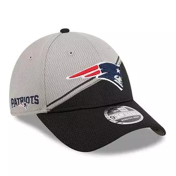 Мужская регулируемая кепка New Era Grey/Black New England Patriots 2023 Sideline 9FORTY