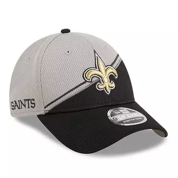 Мужская регулируемая кепка New Era Grey/Black New Orleans Saints 2023 Sideline 9FORTY