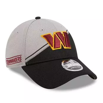 Мужская регулируемая кепка New Era Grey/Black Washington Commanders 2023 Sideline 9FORTY