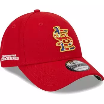 Мужская регулируемая кепка New Era Red St. Louis Cardinals 2023 MLB World Tour: London Series с флагом и наполнением 9FORTY