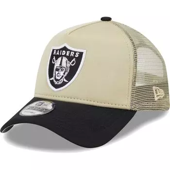 Мужская регулируемая кепка New Era Tan/Black Las Vegas Raiders All Day A-Frame Trucker 9FORTY