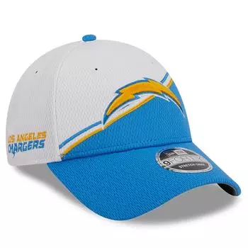 Мужская регулируемая кепка New Era White/Powder Blue Los Angeles Chargers 2023 Sideline 9FORTY