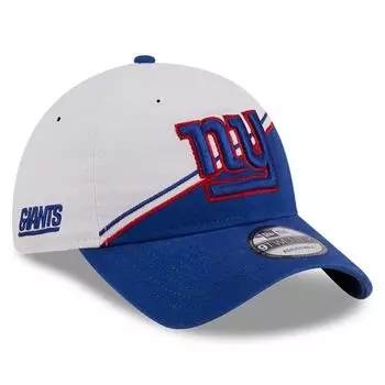 Мужская регулируемая кепка New Era White/Royal New York Giants 2023 Sideline 9TWENTY