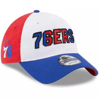 Мужская регулируемая кепка New Era White/Royal Philadelphia 76ers с задней половиной 9TWENTY