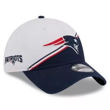 Мужская регулируемая кепка New Era White/темно-синяя New England Patriots 2023 Sideline 9TWENTY