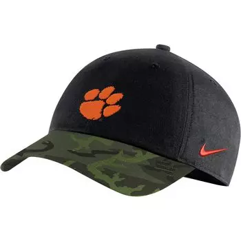 Мужская регулируемая кепка Nike Clemson Tigers Veterans Day 2Tone Legacy91 черного цвета/камуфляжа