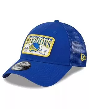 Мужская регулируемая кепка Royal Golden State Warriors Plate Oversized Patch Trucker 9FORTY New Era, синий