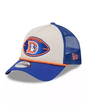 Мужская регулируемая кепка Stone/Royal Denver Broncos 2024 Sideline Historic 9FORTY A-Frame Trucker New Era, мультиколор