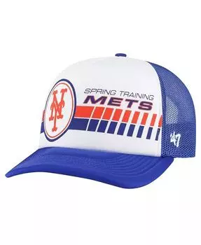 Мужская регулируемая шапка белого/королевского цвета New York Mets 2024 Spring Training Foam Trucker '47 Brand, белый