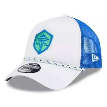 Мужская регулируемая шляпа дальнобойщика New Era белого/синего цвета Seattle Sounders FC Court Sport из пенопласта с А-образной рамкой 9FORTY, цвет Snd White