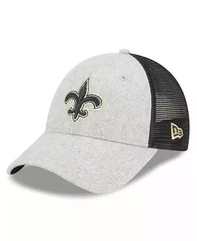 Мужская регулируемая шляпа Хизер Серый/Черный New Orleans Saints Pop Trucker 9Forty New Era, серый
