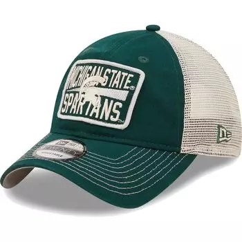 Мужская регулируемая шляпа New Era Green/Natural Michigan State Spartans Devoted 9TWENTY