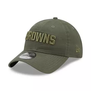 Мужская регулируемая шляпа New Era Olive Cleveland Browns Core Classic 2.0 в тон 9TWENTY