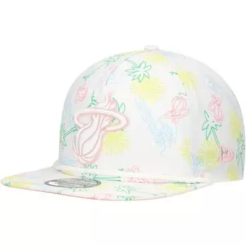 Мужская регулируемая шляпа New Era White Miami Heat Palm Trees and Waves Golfer, цвет Hea White