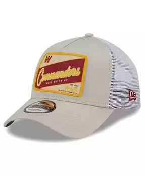 Мужская регулируемая шляпа Stone, белая, состаренная, Washington Commanders Happy Camper A-Frame Trucker 9FORTY New Era, серый
