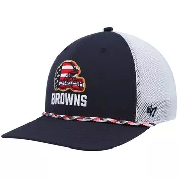 Мужская регулируемая шляпа темно-синего/белого цвета '47 Cleveland Browns Flag Fill Trucker